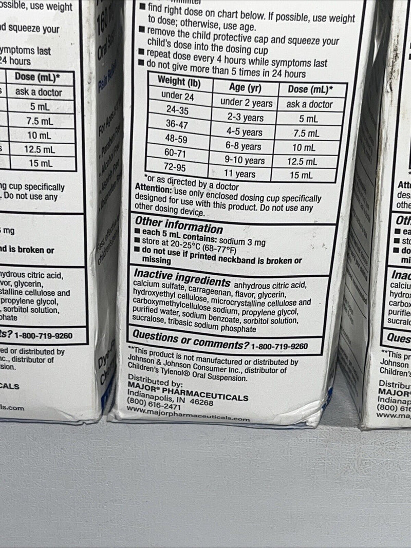 Major Pharma Children’s Acetaminophen Liquid Cherry 160mg