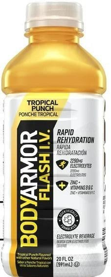Bodyarmor Flash I.V. Rapid Rehydration Electrolyte Beverage Tropical Punch 20 oz