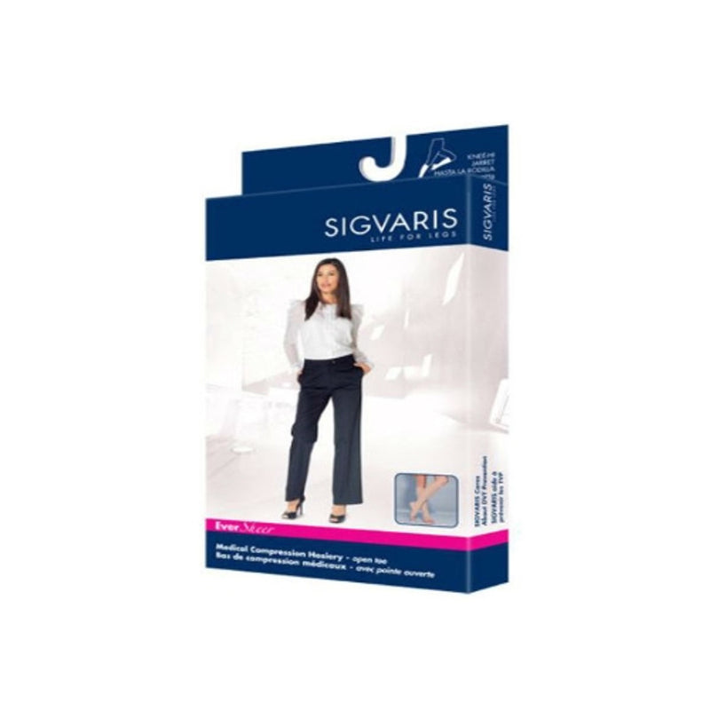 Sigvaris Sheer Calf Compression Socks, Open Toe, 30-40 mmHg, Medium Short