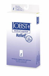 JOBST Relief Thigh High Compression Stockings – Closed Toe, Silicone Band, Black, 30-40 mmHg, Medium