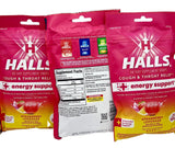 Halls Cough & Throat Relief + Energy Support, Strawberry Lemonade, 25 CT
