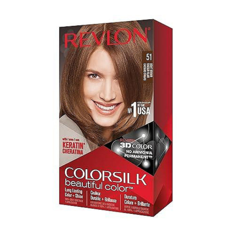 Revlon ColorSilk Beautiful Color Permanent Hair Color, 51 Light Brown