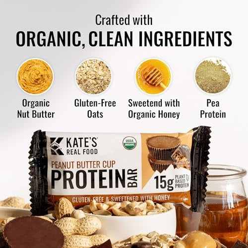Kates Real Food Peanut Butter Organic Protein Bars 2.2 Oz