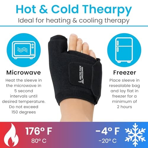 Arctic Flex Foot Ice Pack (Pair) Toe Wrap for Bunion, Plantar Fasciitis, Hallux Valgus, Gout, Swelling & Injuries - Cold & Heat Gel Therapy for Joint