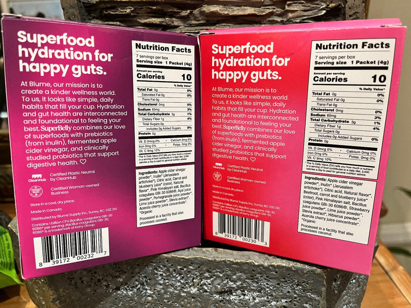 Blume Strawberry Hibiscus Superbelly Hydration Powder 7 Packets 0.14oz each