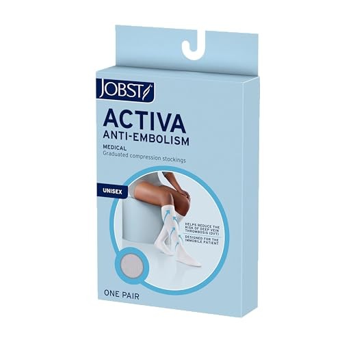Jobst Activa Anti-Embolism 18 MmHg Compression Socks Knee High Closed Toe, White, Small