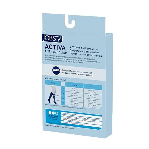 Jobst Activa Anti-Embolism 18 MmHg Compression Socks Knee High Closed Toe, White, Small