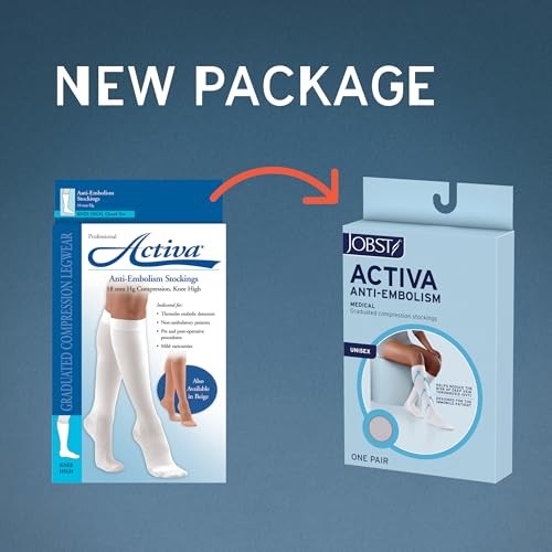 Jobst Activa Anti-Embolism 18 MmHg Compression Socks Knee High Closed Toe, White, Small