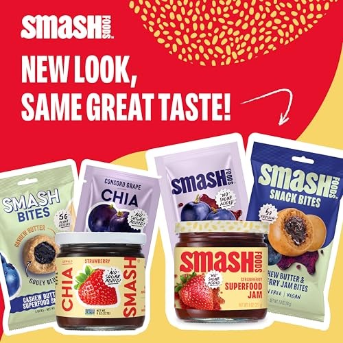 Chia Smash Protein Superfood Snack Bites Choco Peanut Butter + Raspberry Jam, 5 Bites