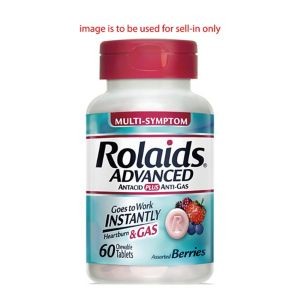 Rolaids, Digestive Heartburn Plus Gas Chewable, 60 Count