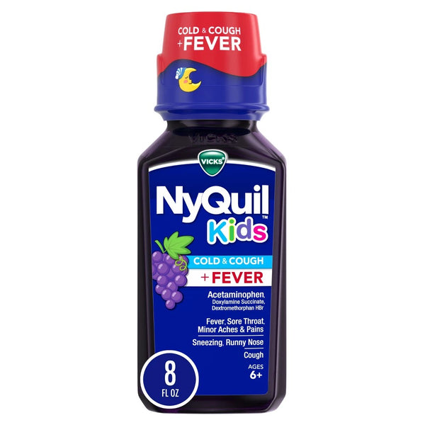 Vicks NyQuil Kids' Cough & Cold + Fever Liquid Grape 8 Oz