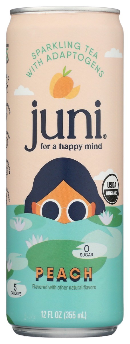 Juni Sparkling Adaptogenic Tea Peach, 355 Ml