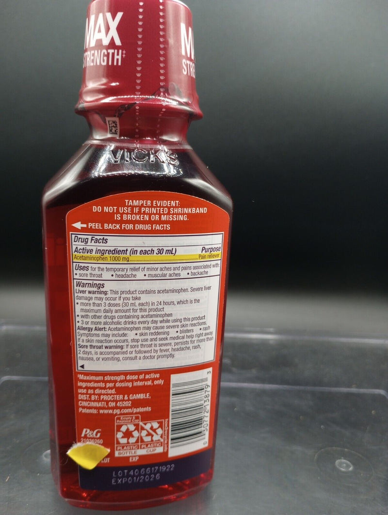 Vick's PainQuil Maximum Strength Pain Relieving Liquid, Black Cherry, 12 OZ