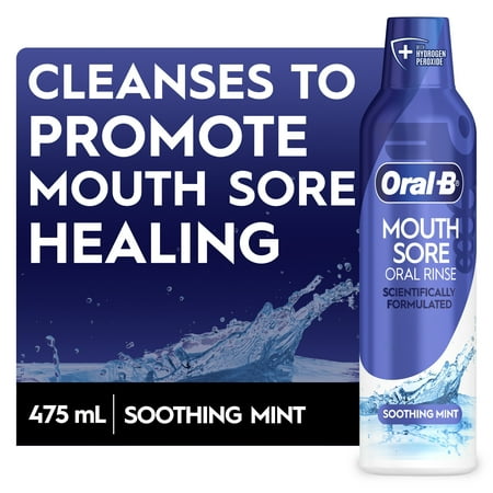 Oral-B Mouth Sore Oral Rinse  Soothing Mint Flavor  475 ml (16 fl oz)
