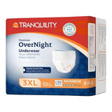Tranquility Premium Overnight Disposable Maximum Absorbent Underwear 3XL, 10 Pack