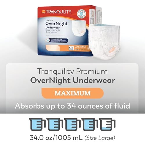 Tranquility Premium Overnight Disposable Maximum Absorbent Underwear 3XL, 10 Pack