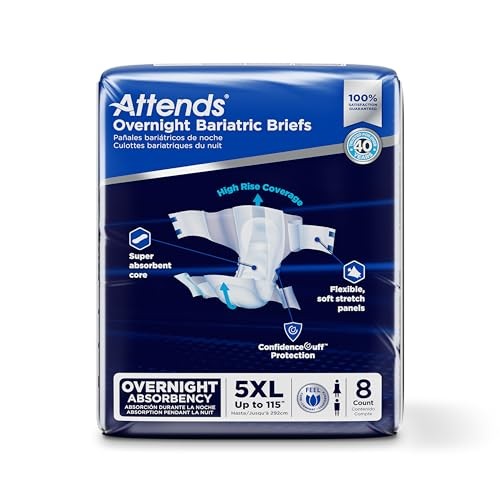 Attends Bariatric Incontinence Disposable Briefs, 5X-Large Tab Closures Ultimate Absorbency
