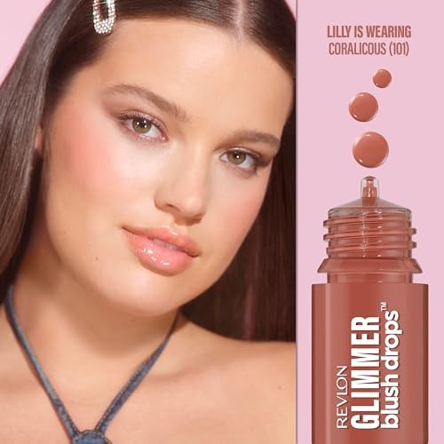 Revlon Glimmer Blush Drops Liquid Cheek Color 101 Coralicious 0.32 Fl Oz