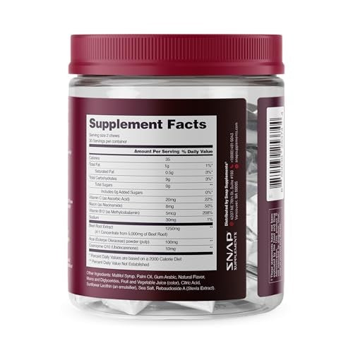 Snap Heart Beets Dietary Supplements Chewables 60ct