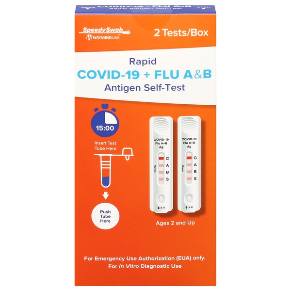 Speedy Swab Antigen Self-Test, COVID-19 + Flu Rapid - 2 ct