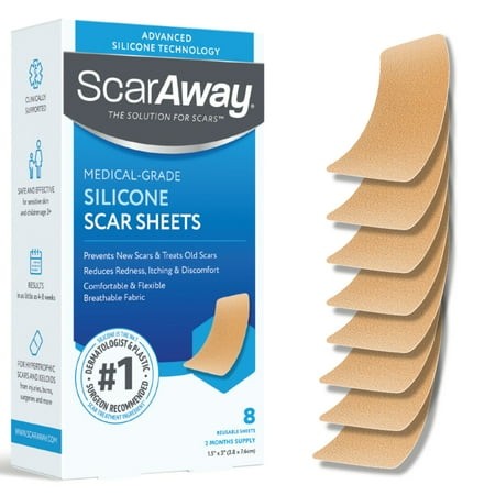ScarAway Advanced Skincare Medical Grade Silicone Strips 1.5" x 3" 8ct