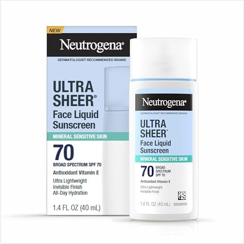 Neutrogena Ultra Sheer Mineral Liquid Face Sunscreen, SPF 70, 1.4 OZ