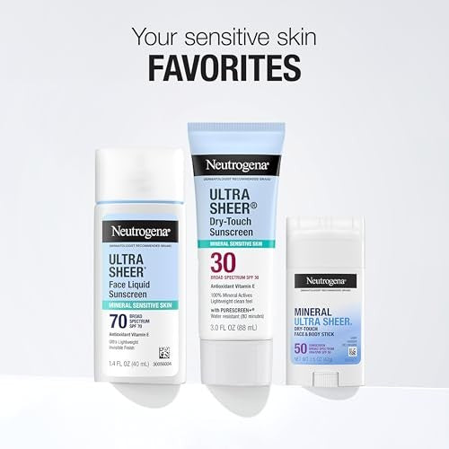 Neutrogena Ultra Sheer Mineral Liquid Face Sunscreen, SPF 70, 1.4 OZ