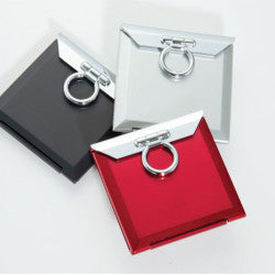 Brandon Compact Mirror, 2x & Normal, Square, Black