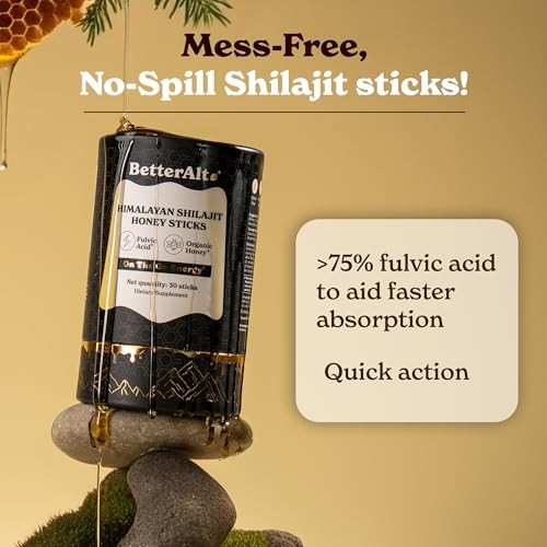 Better Alt Pure Himalayan Shilajit Sticks with Organic Honey 30 Sticks