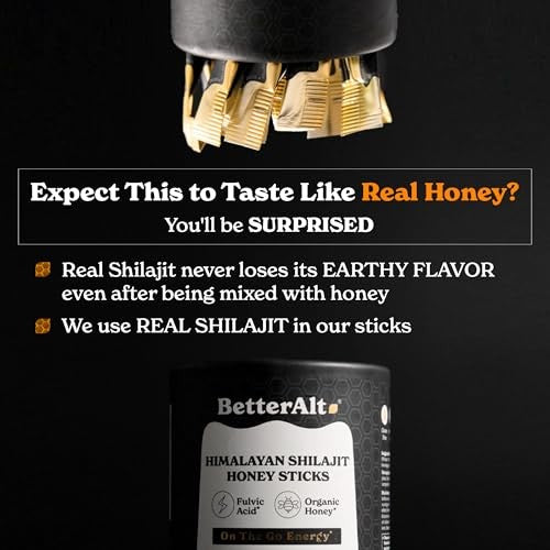 Better Alt Pure Himalayan Shilajit Sticks with Organic Honey 30 Sticks