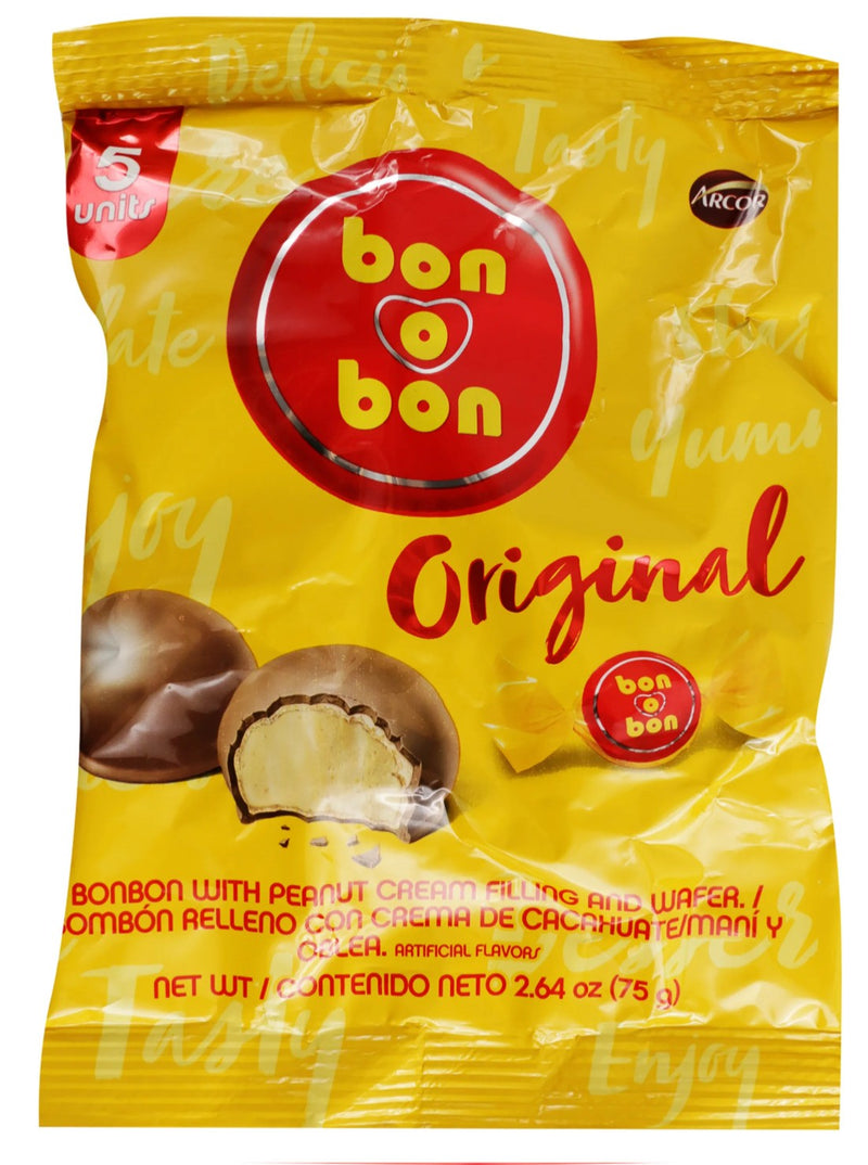 Bon O Bon Chocolate De El Salvador 5 Units | Bonbon with Peanut Cream and Wafer
