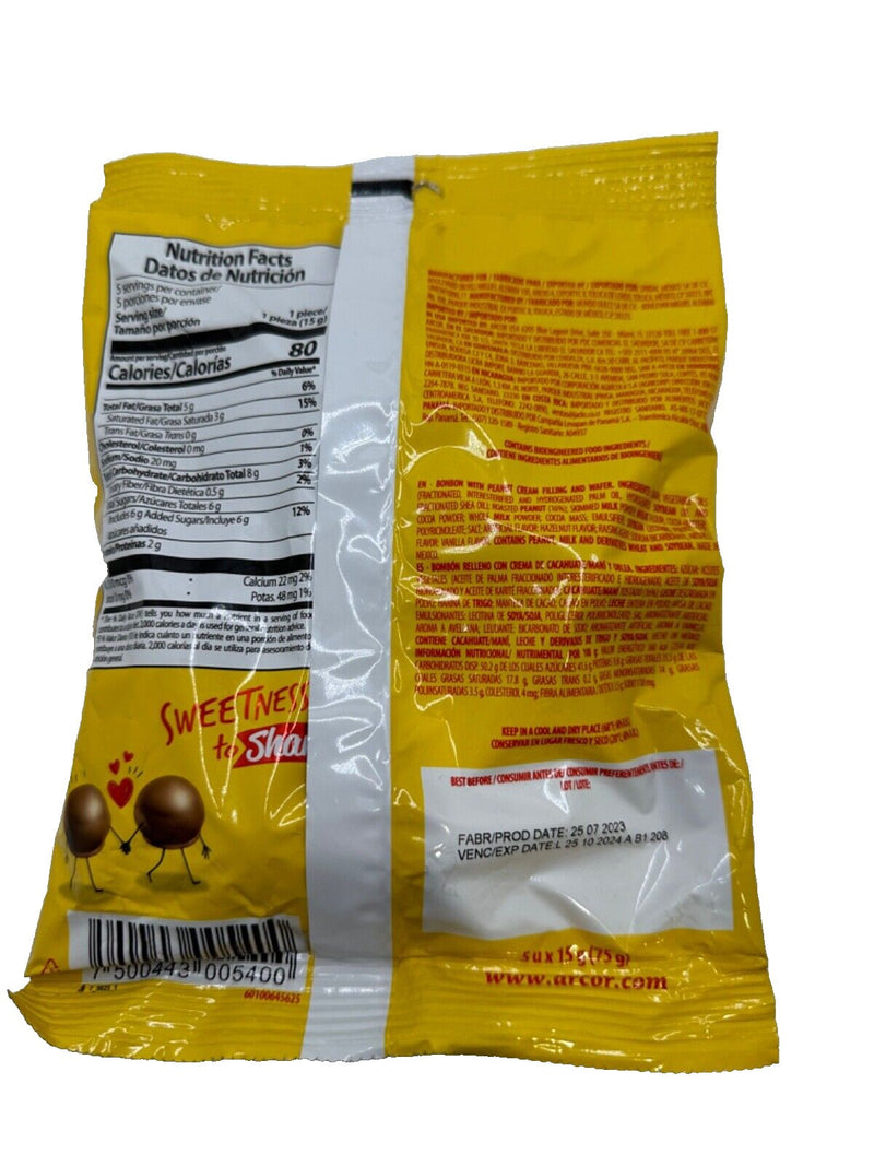 Bon O Bon Chocolate De El Salvador 5 Units | Bonbon with Peanut Cream and Wafer