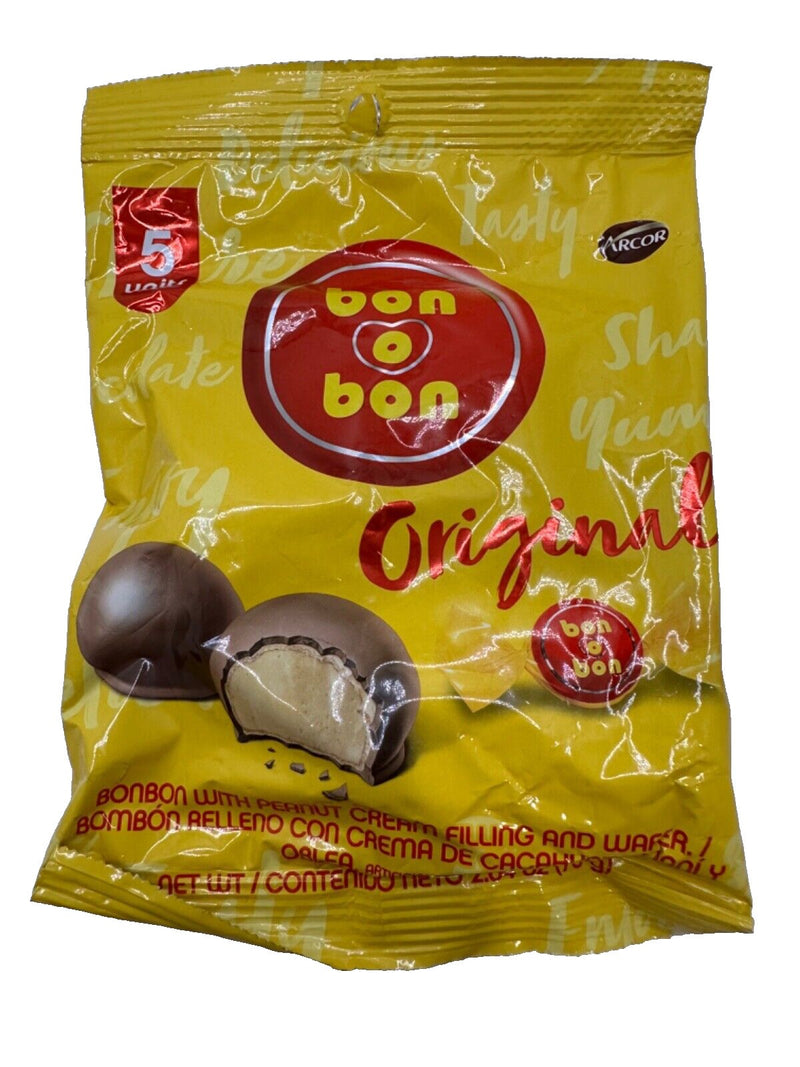 Bon O Bon Chocolate De El Salvador 5 Units | Bonbon with Peanut Cream and Wafer