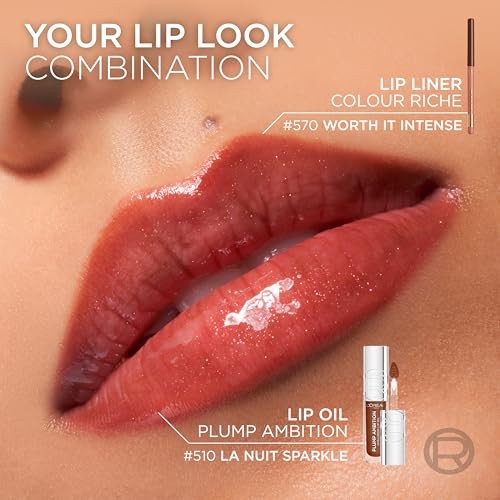 L'Oréal Paris Plump Ambition Hyaluron Lip Oil Gloss, Cherry Cherie, 0.16 Fl Oz