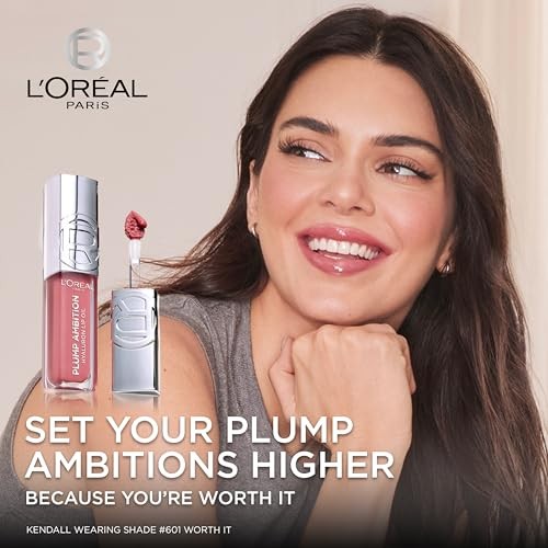 L'Oréal Paris Plump Ambition Hyaluron Lip Oil Gloss, Cherry Cherie, 0.16 Fl Oz
