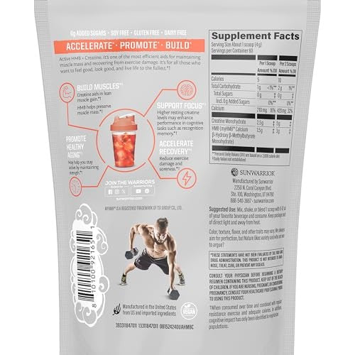 Sunwarrior Active Hmb + Creatine Unflavored Vitamin Powder 8.46 Oz