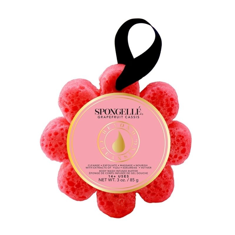 Spongelle Wild Flower Body Wash Infused Soap Sponge Grapefruit Cassis (14+ Utilisations)