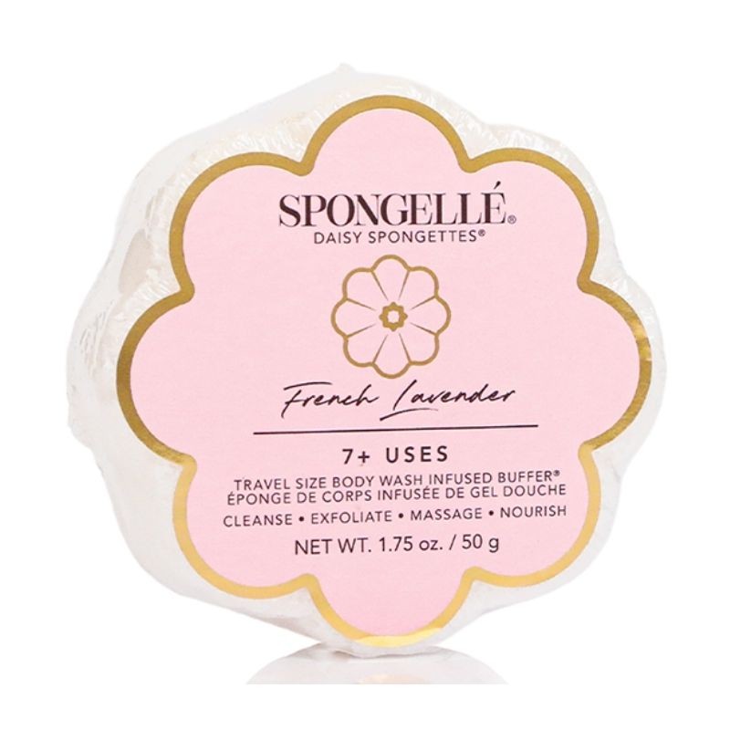Spongelle Body Scrubber Exfoliator with Body Wash Infused Sponge French Lavender 7+ Uses