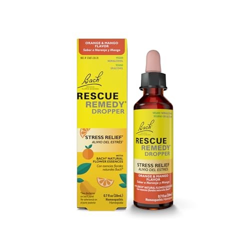 Bach, Rescue Remedy® Dropper, Stress Relief, Orange & Mango, 0.7 Fl Oz (20 Ml)