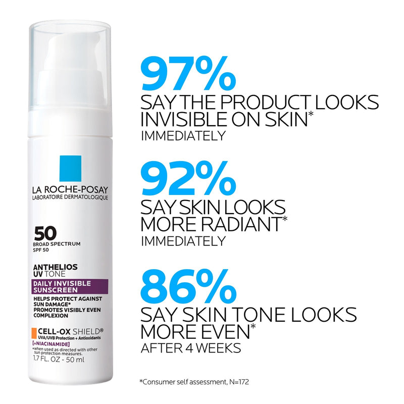 La Roche-Posay Anthelios UV Tone Daily Invisible Sunscreen, SPF 50 with Niacinamide 1.7oz