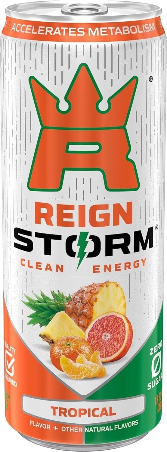 Reign Tropical Energy Drink, Zero Sugar, 12 fl oz