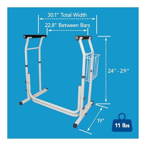 Carex Toilet Safety Rails for Seniors, Adjustable Toilet Safety Frame and Toilet Rails with Handles for Elderly and Disabled, Stand Alone Toilet Safet