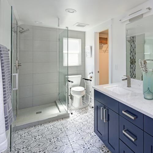 Carex Toilet Safety Rails for Seniors, Adjustable Toilet Safety Frame and Toilet Rails with Handles for Elderly and Disabled, Stand Alone Toilet Safet