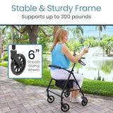 Vive Mobility Steel Rollator Narrow Walker with Seat Foldable