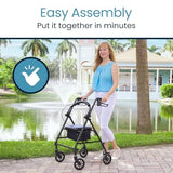 Vive Mobility Steel Rollator Narrow Walker with Seat Foldable