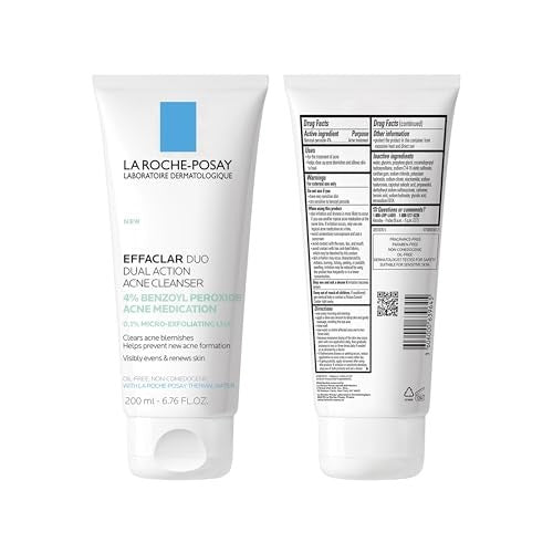 La Roche Posay Effaclar Dual Action Acne Face Cleanser with 4% Benzoyl Peroxide - 6.7 Fl Oz