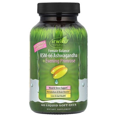 Irwin Naturals Female Balance KSM-66 Multivitamin Ashwagandha + Evening Primrose 60 Softgels