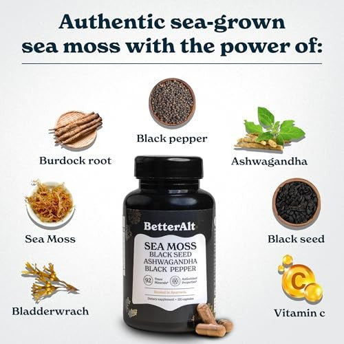 Better Alt Irish Sea Moss with Black Seed Oil, Ashwagandha & Black Pepper 120 Capsules