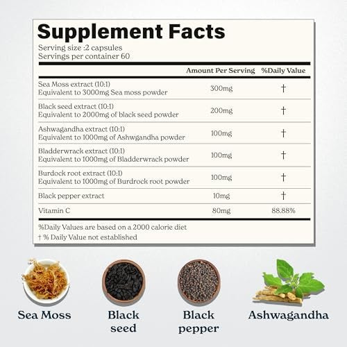 Better Alt Irish Sea Moss with Black Seed Oil, Ashwagandha & Black Pepper 120 Capsules