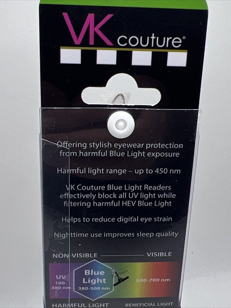 SAV Eyewear VK Couture Blue Light Fashion Readers, Clear 4933, +2.00